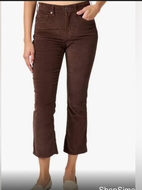 Veronica Beard Carly Kick Flare Ankle Length 32 High Rise Brown Corduroy